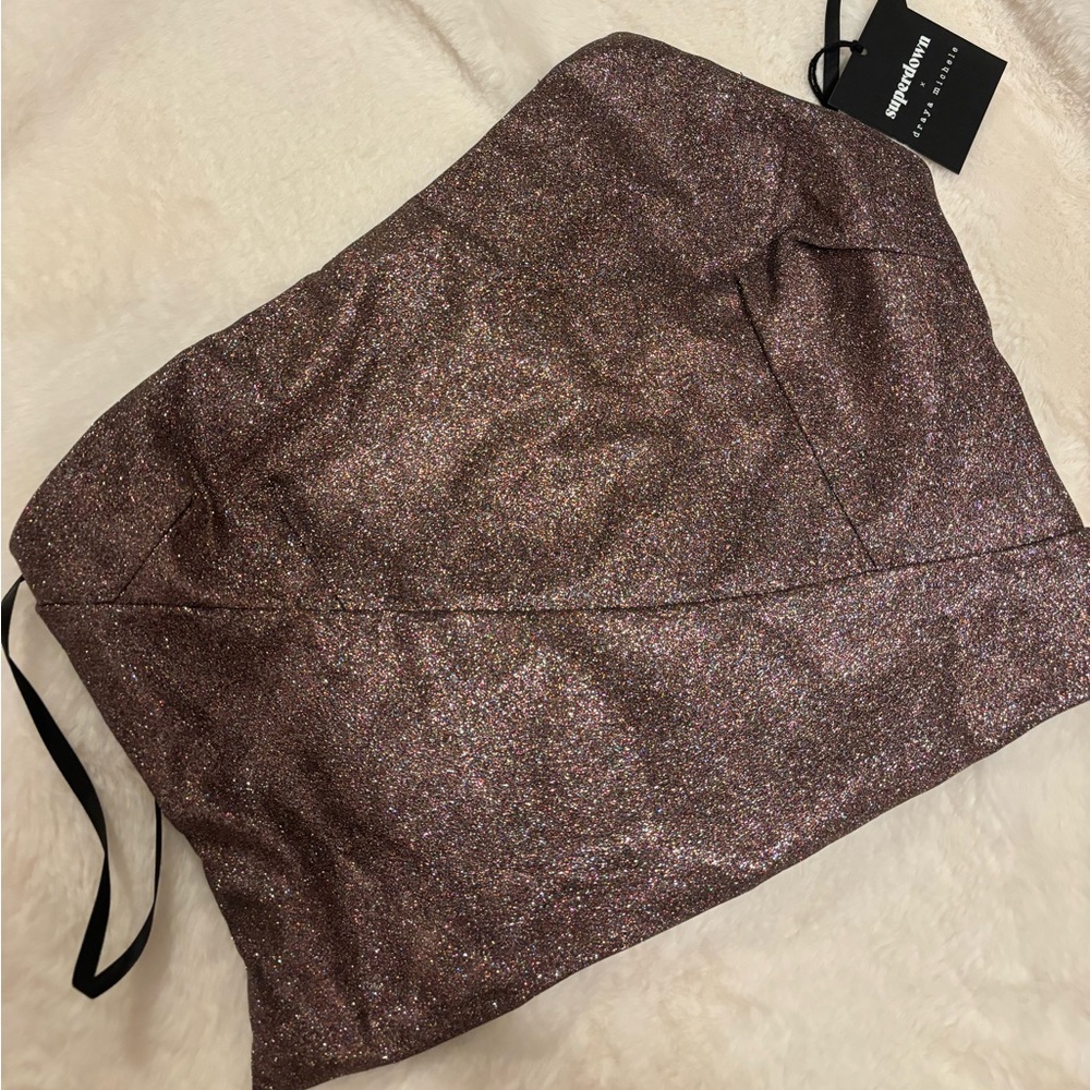 Superdown x Draya Michele BNWT sparkly asymmetrical corset top
